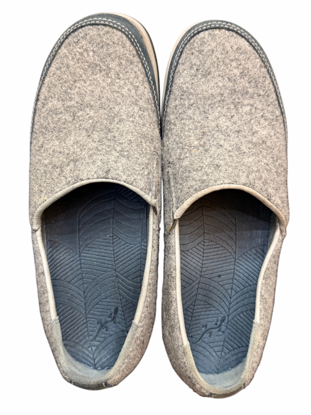 Chaco Women's Blue Steel Felt Slip-On Flats with Navy Insoles